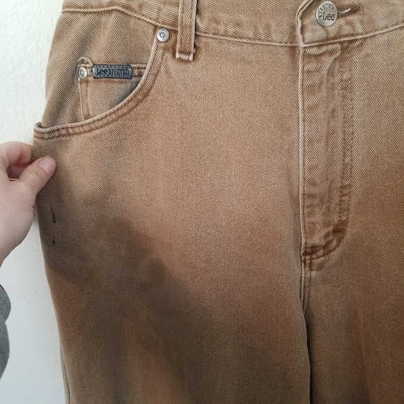 Vintage Lee Riveted Womens Jeans Tapered Leg Highwaisted Sz 14 Khaki Distressed. - Picture 12 of 13